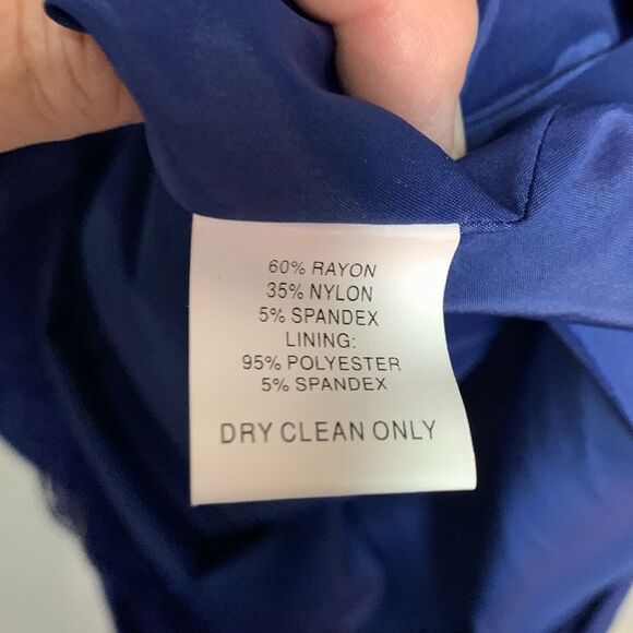 Trina Turk Cobalt Blue Ruffle Front Sleeveless Knee Length Sheath Dress Size 0 - Picture 9 of 13